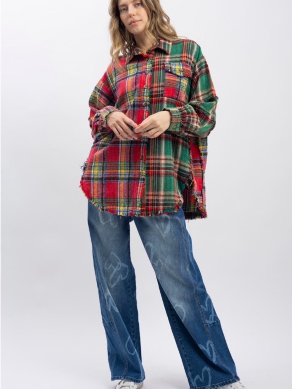#115 New! Bluevelvet Oversized Plaid Button-Up Shirt - Picture 7 of 9